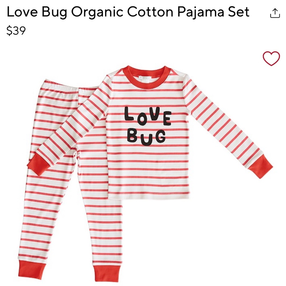 NWT Pottery Barn Kids Love Bug Pajamas - size 6
